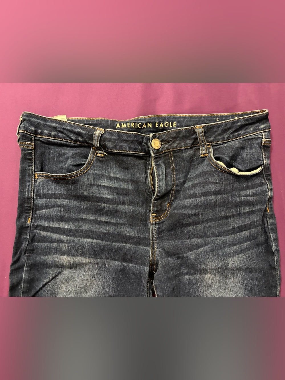American Eagle Outfitters Women's Faded Dark Blue Skinny Jeans - Picture 4 of 6